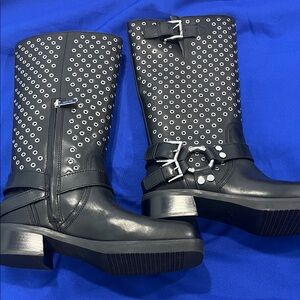 Michael Kors Black Studded Combat Moto Boots